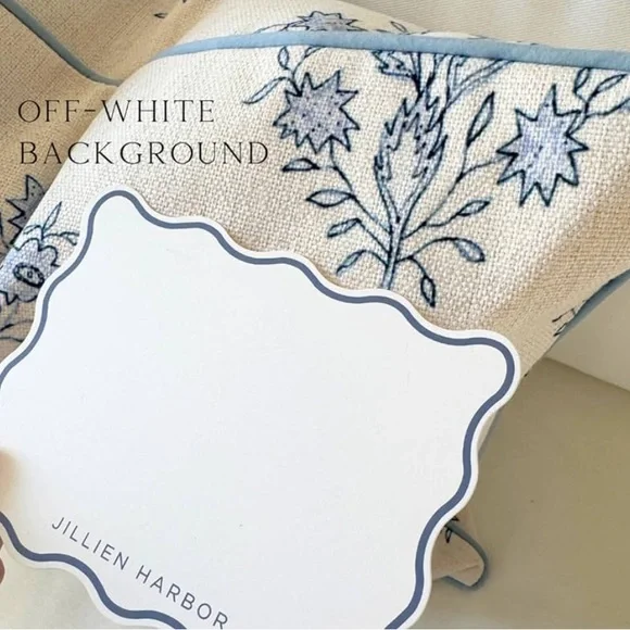 Jillien Harbor Throw Pillow Cover Mary in Off-White Periwinkle Floral 19" x 19" - Picture 3 of 4